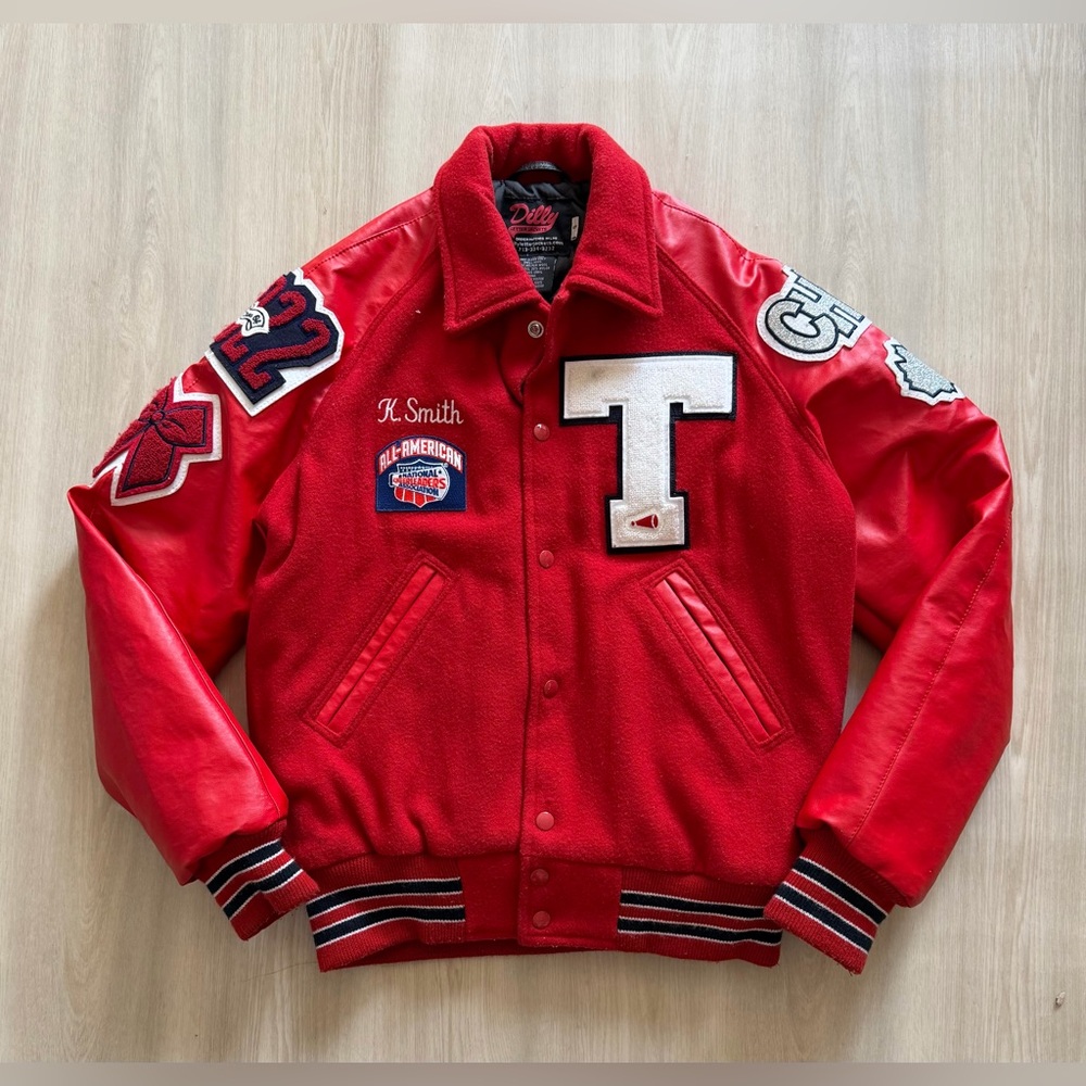 Dilly Varsity Letterman Bomber Red Cheerleader Nationals Assoc. Tookie Sz S